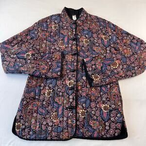 Vintage Paisley Quilted Women's Jacket Blue Pink Size Small Union Made USA